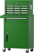 Greenvelly Tool Chest, 5-Drawer Rolling Tool Chest with Hooks and Lockable Wheels,Metal Storage Detachable Top Tool Box with Lockable Wheels for Garage,Workshop,Art Studio(Green)
