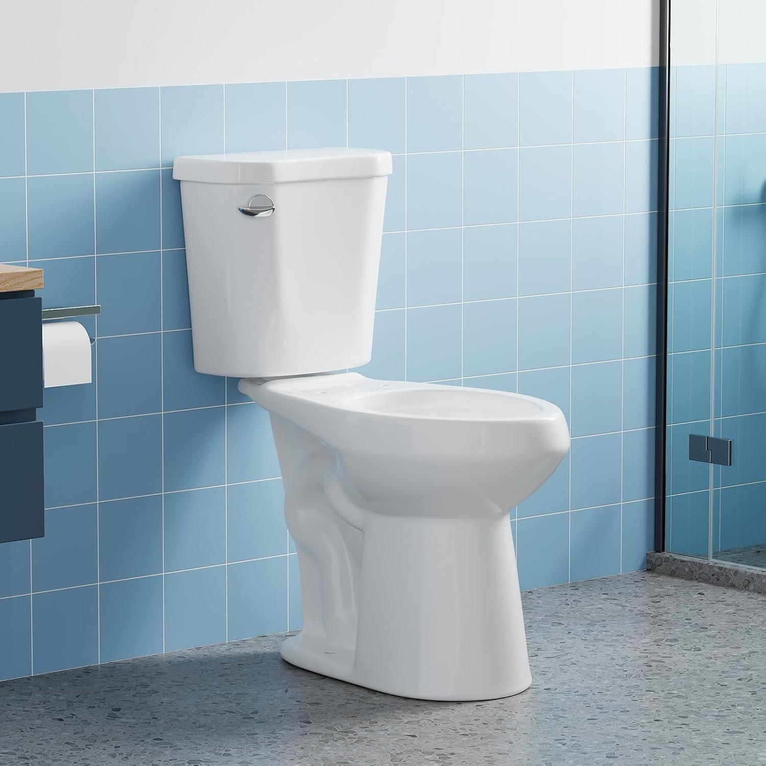 Comfort Height 19' Elongated Toilet Bowl Only – Single Side Handle, Upgraded Power Flush, Includes Internal Water-Saving Mechanism, No Seat – Designed for Bathroom Renovation or Back Pain Relief