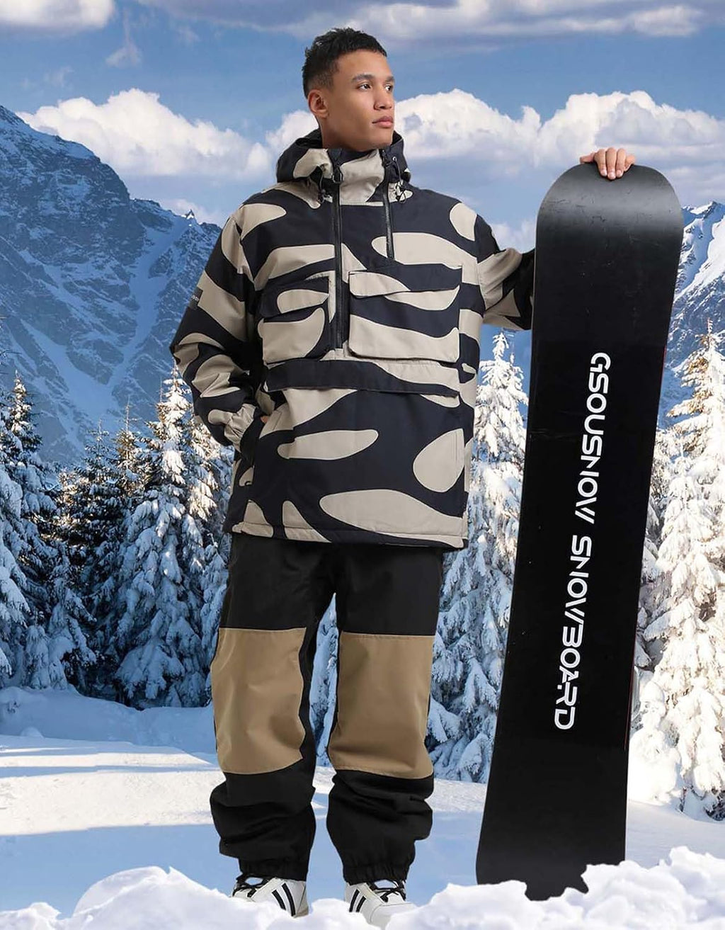 Mens Snowboard Jacket Ski Pullover Coat Warm Waterproof Windproof Men Snowboarding Jacket Winter Sports