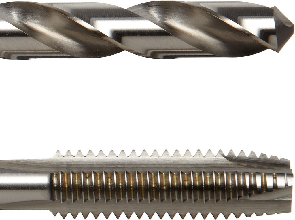 Chicago Latrobe 52581 GT18 High-Speed Steel Jobber Length Drill Bit and Spiral Point Tap Set with Metal Case, Uncoated (Bright) Finish, 18-piece, Wire Size, Letter, Inch, #6-32 to 1/2'-13 Tap Sizes