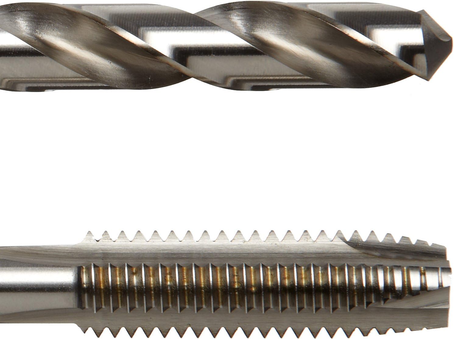 Chicago Latrobe 52581 GT18 High-Speed Steel Jobber Length Drill Bit and Spiral Point Tap Set with Metal Case, Uncoated (Bright) Finish, 18-piece, Wire Size, Letter, Inch, #6-32 to 1/2'-13 Tap Sizes