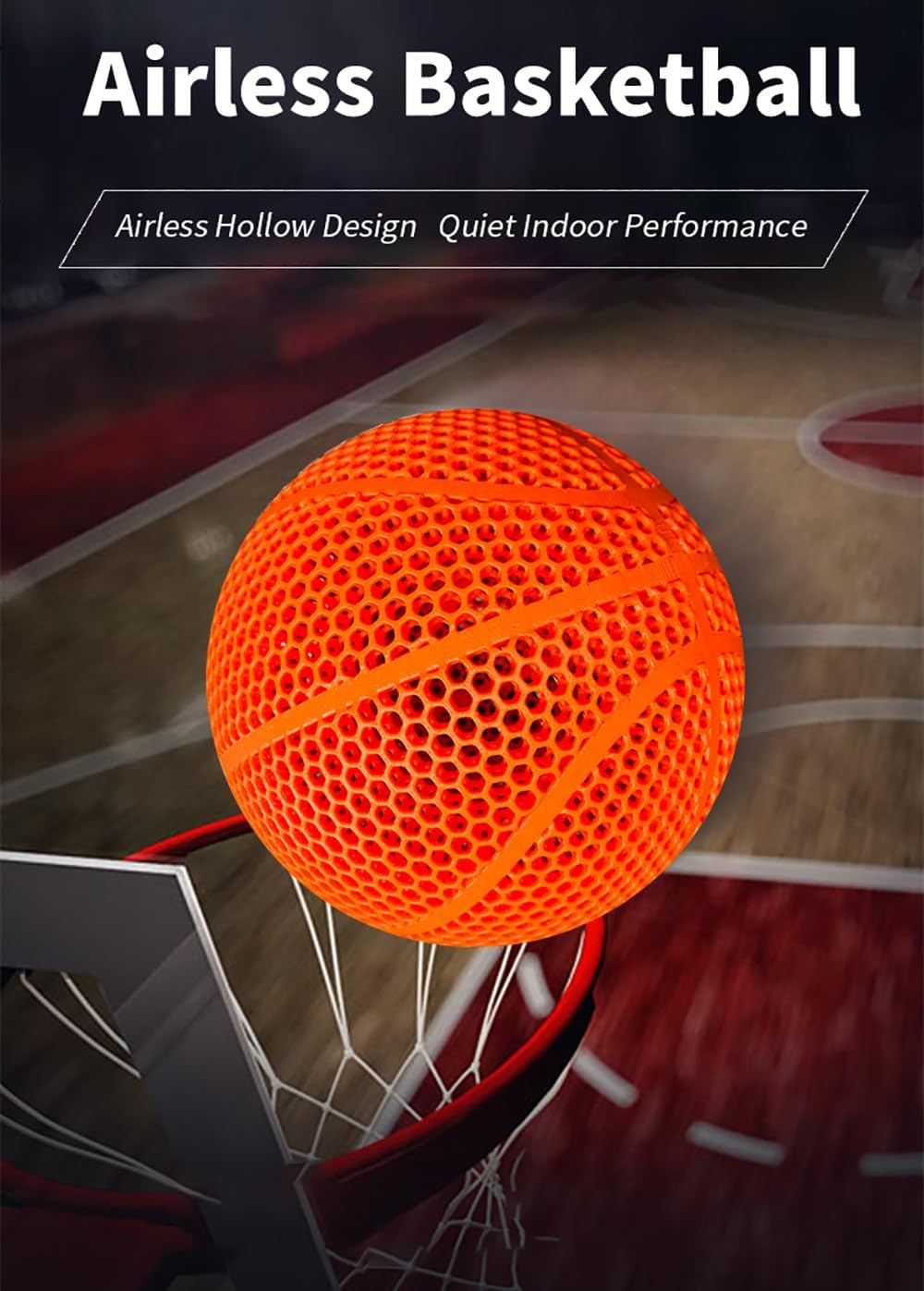 3D-Printed Airless Basketball, Silent Basketball for Quiet Dribbling and Indoor Training