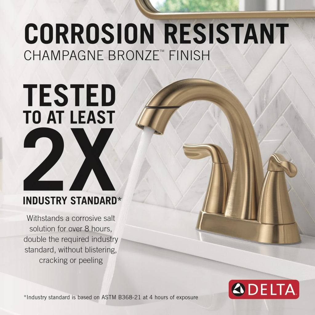 Delta Arvo Pull-Down Centerset Bathroom Faucet, Gold Bathroom Sink Faucet, Bathroom Faucet with Pull Out Sprayer, 3-Hole Bathroom Faucet, Champagne Bronze 25840LF-CZPD
