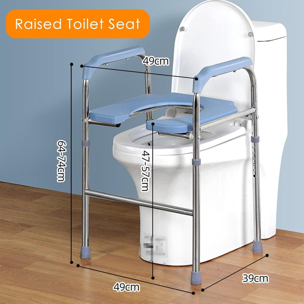 Raised Toilet Seat - Heavy Duty Medical Raised Homecare Commode and Safety Frame, Height Adjustable Legs, Bathroom Assist Frame for Elderly, Handicap, Disabled
