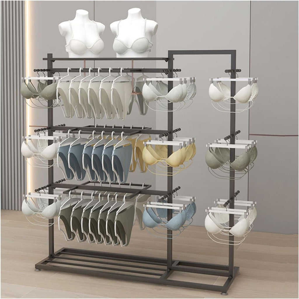 Coat Rack Stand, Underwear Display Stands, Freestanding Clothing Store Boutiques Retail Lingerie Garment Rack, Commercial Shelves for Socks Bra Panties Scarves Storage