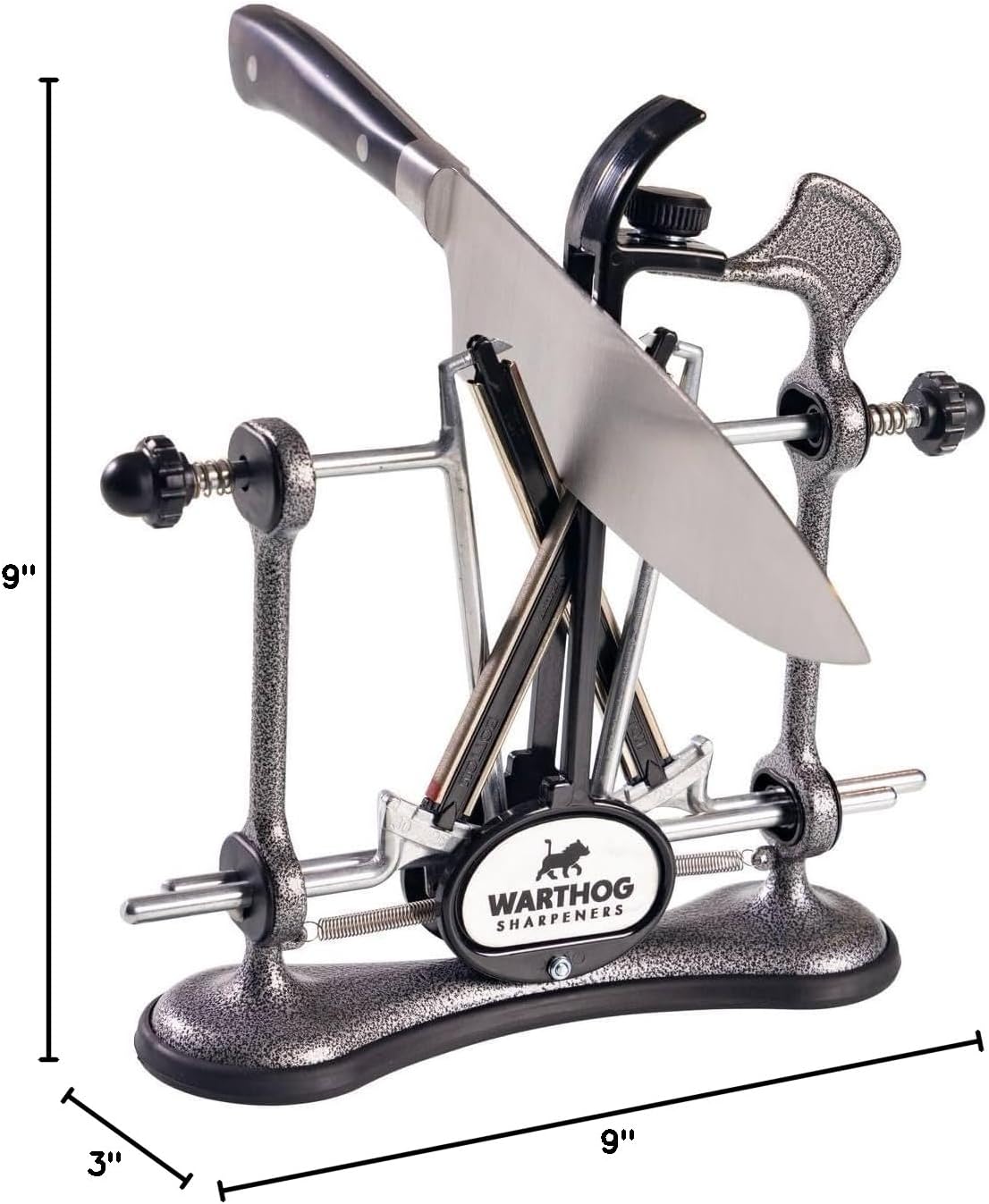 Warthog V-Sharp A4 Knife Sharpener, Ideal for Home Cooks, Fishermen, Hunters, Diamond Rods, Adjustable Angles, Metal Frame