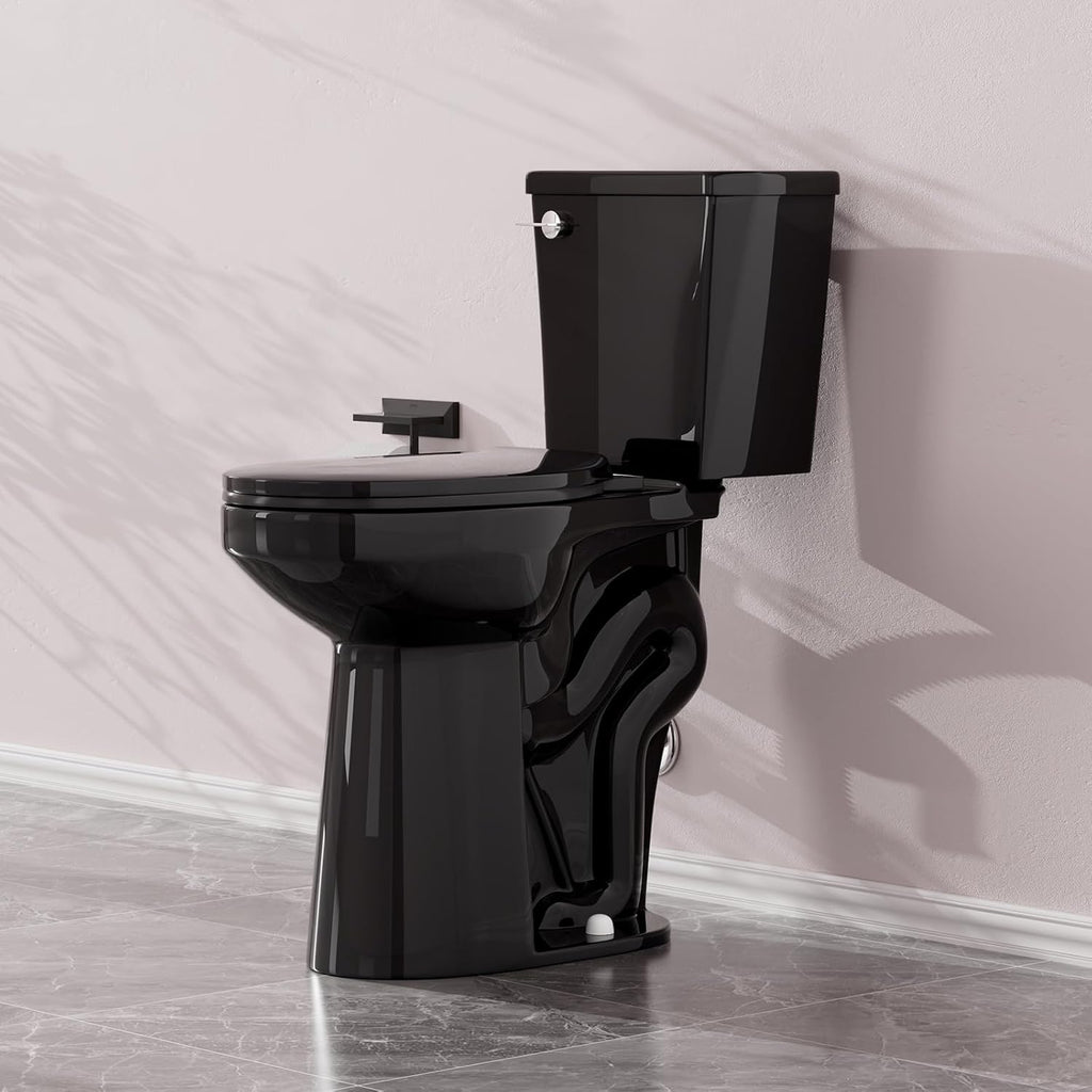 Simple Project Tall Toilet for Seniors 21 inch Extra High Toilets, Comfort Bowl Heigh 21', Seat Height 22', Two-Piece Toilet 1.28GPF Powerful, 12 Inch Rough-in, Black Color, Ada Toilets for Bathroom