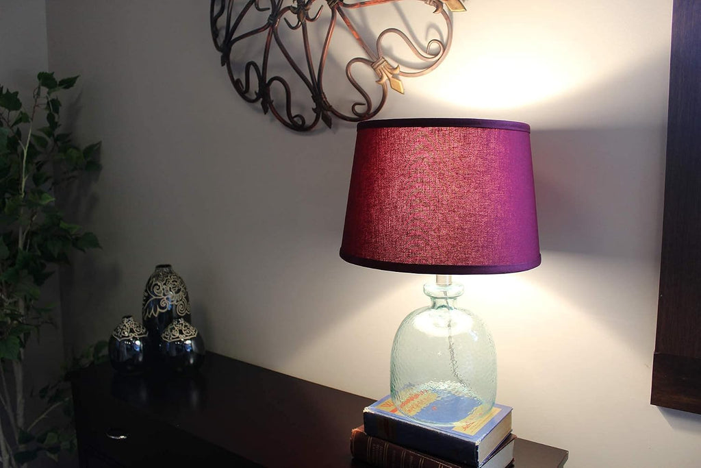 FenchelShades.com Set of 2 Lampshades 10' Top Diameter x 12' Bottom Diameter x 8' Slant Height with Washer (Spider) Attachment. Attaches to Lamps with an existing Harp (not included) (Linen Burgundy)