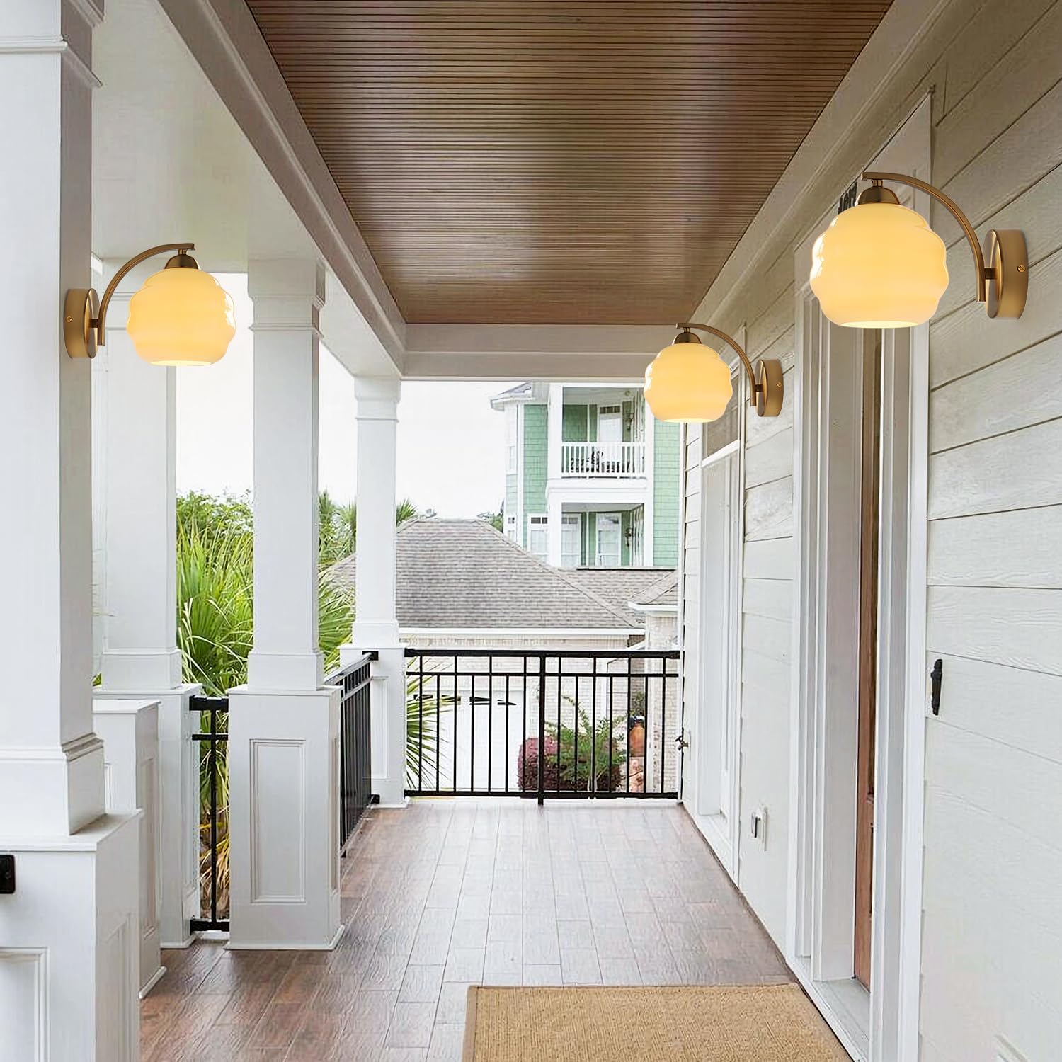 Mid Century Modern Wall Sconces Set of Two Brushed Brass Wall Sconce Gold Glass Wall Lights Globe Wall Mount Light Fixture Vintage Hallway Bathroom Sconces Wall Lighting Set of 2