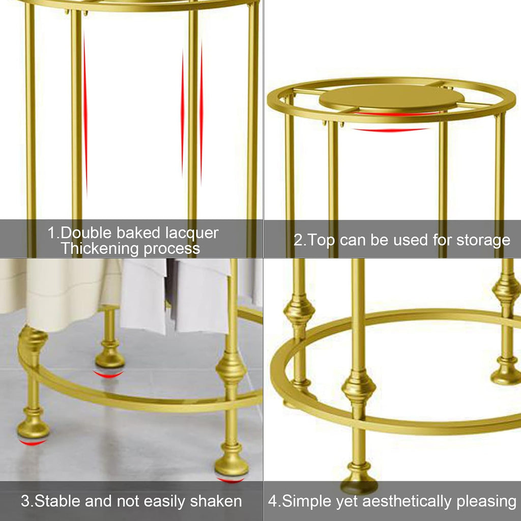 Round Garment Rack, Floor Standing Iron clothes Hanging Rack with Topper, Suitable for Large Shopping Malls Retail, Clothes Boutique Display Laundry Rooms Multi-Purpose Hanging (GOLD)