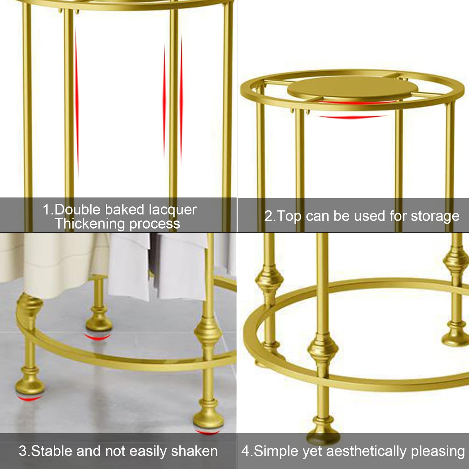 Round Garment Rack, Floor Standing Iron clothes Hanging Rack with Topper, Suitable for Large Shopping Malls Retail, Clothes Boutique Display Laundry Rooms Multi-Purpose Hanging (GOLD)
