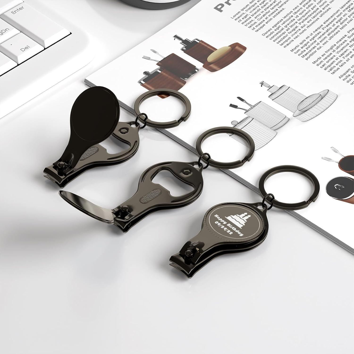 100pcs Personalized 4 in 1 Multi Function Bottle Opener, Nail Clipper, Wedding Favors Brewery, Private Customized, Black, Multitool Gifts for Men