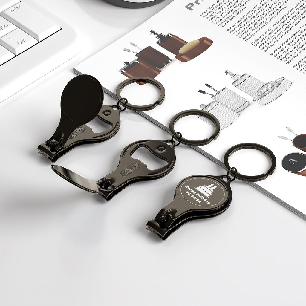 80pcs Personalized 4 in 1 Multi Function Bottle Opener, Nail Clipper, Wedding Favors Brewery, Private Customized, Black, Multitool Gifts for Men