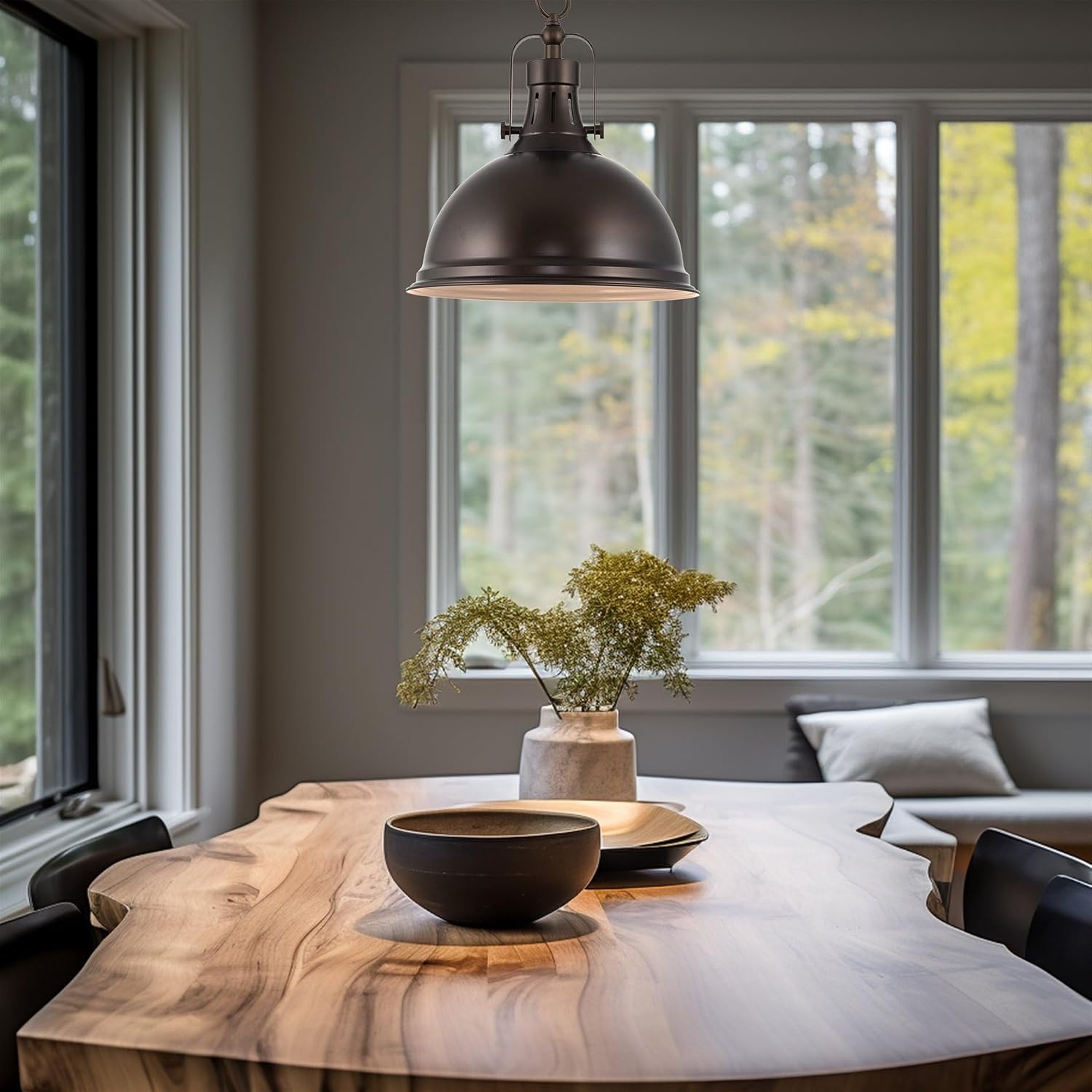 Kira Home Belle 14' Modern Industrial Pendant Light, Adjustable Hanging Height, Oil Rubbed Bronze Finish