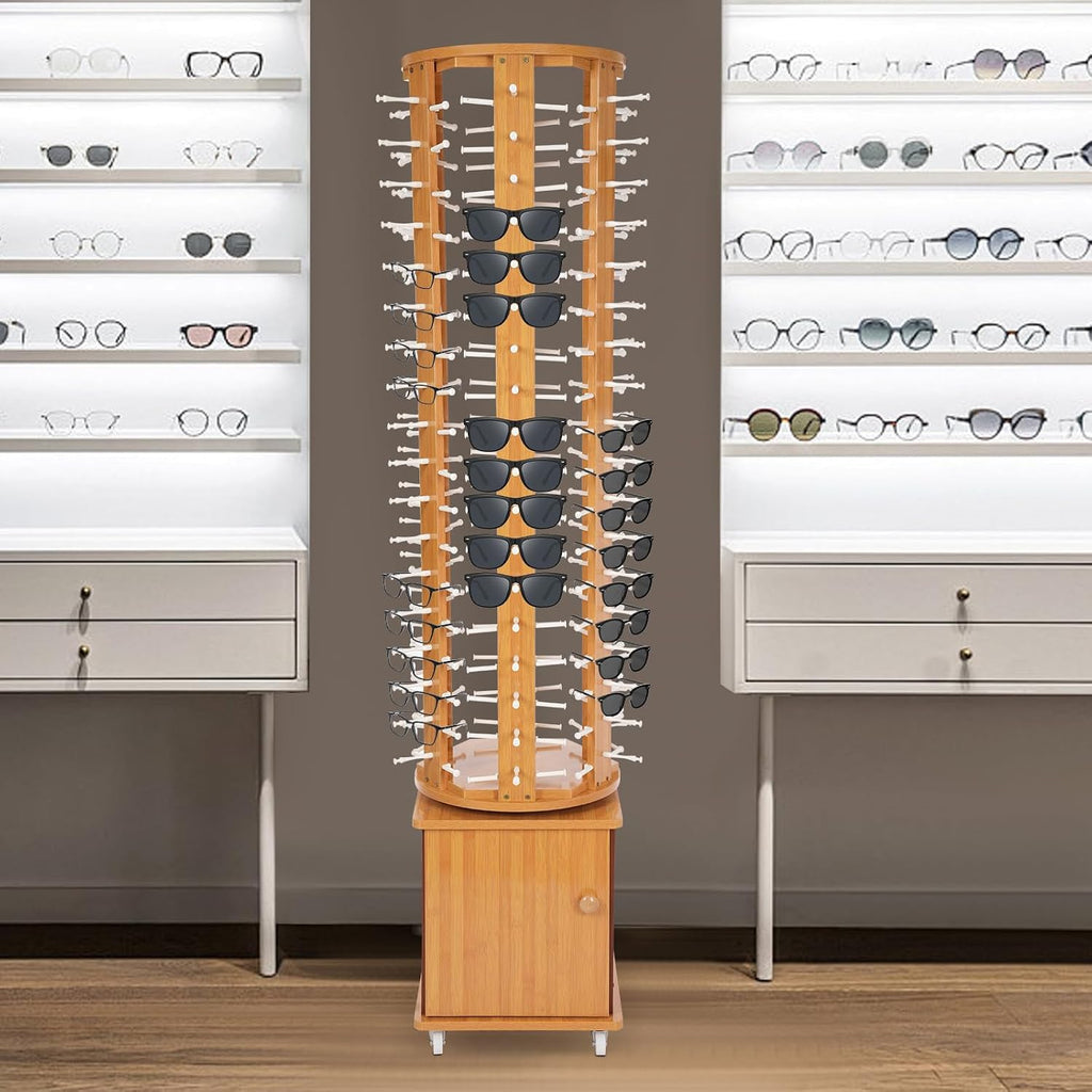 Sunglasses Retail Display Rack,Rotating Glasses Rack,108 Pairs Sunglasses Holder,Eyewear Storage Organizer w/4 Wheels