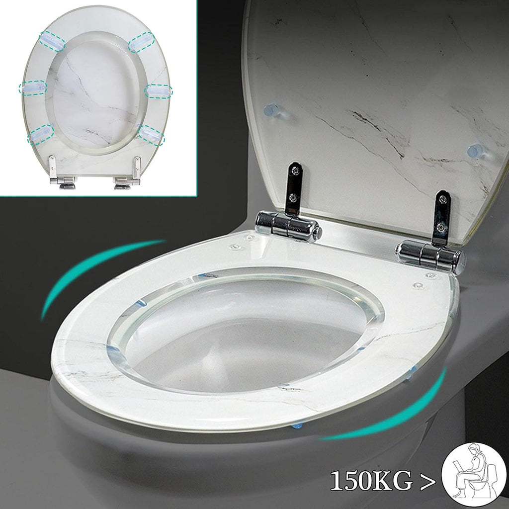 Toilet Seat Quick Release Toilet Seat, Heavy-Duty Soft Close Toilet Lid Oval Shape, Environmentally Friendly Resin Toilet Seat Adjustable Hinges