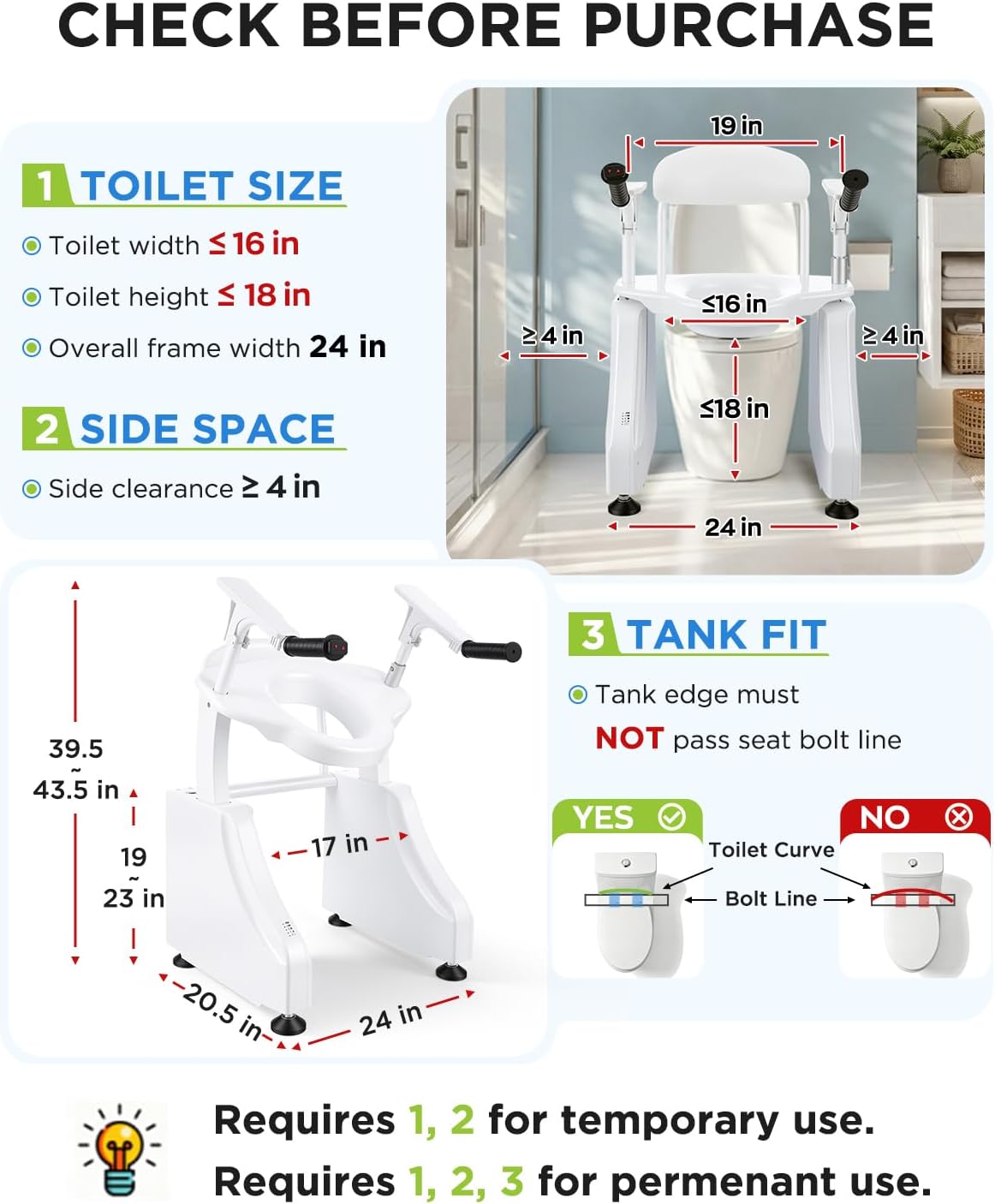 Motorized Toilet Seat Lift - 440lb Heavy Duty Electric Toilet Seat Risers for Seniors, Bedside Commode & Stand Assist, Cordless Dual Motor Toilet Lifts, Flip-up Arms for Easy Transfer