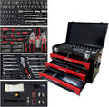 3 Drawer Tool Chest 439-Piece Mechanics Tool Set with Lock, Portable Household Tool Kit Heavy Duty Metal Tool Box for Garage, Warehouse,Workshop and Auto Repair (Red)