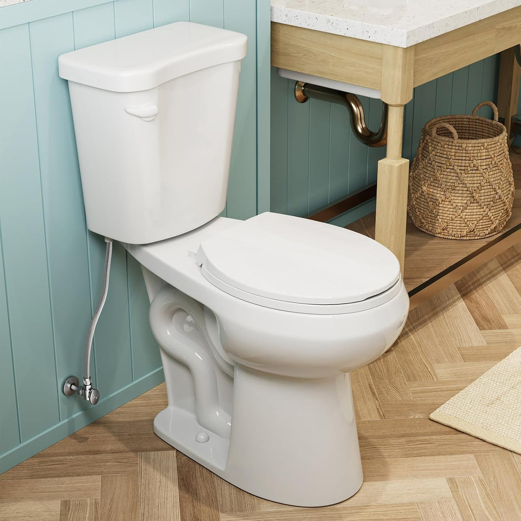 HOROW 19 Inch Tall Toilets, Extra High Toilets with Comfortable Chair Height Seat, 1.28 GPF Single Flush Two-Piece Toilet, 12' Rough In Round Bowl for Seniors, Pregnant, Disabled & Tall Person, White
