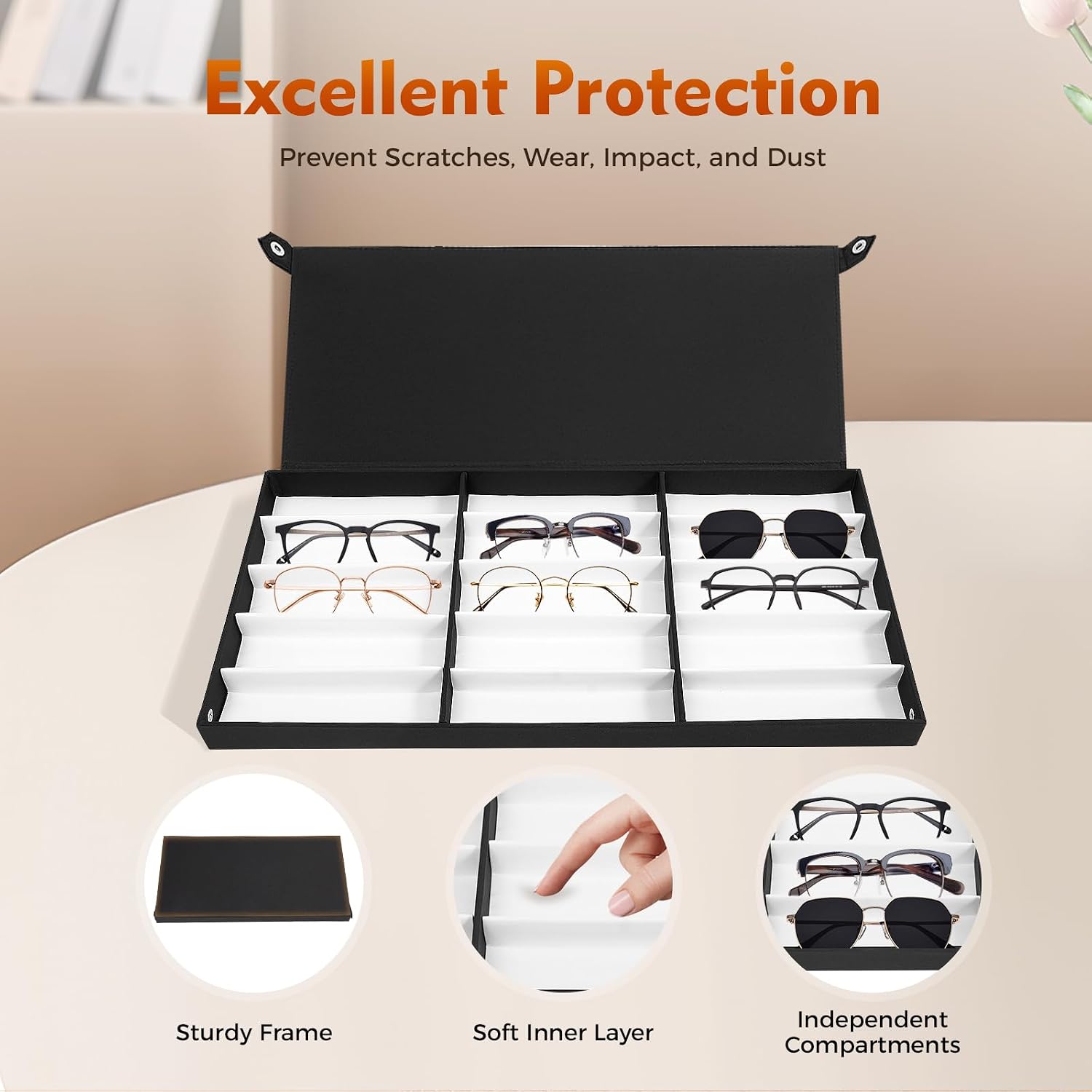 180 Pairs Eyeglasses Storage Trolley Case, Retractable Portable Optical Glasses Case Pull Rod Box Eyeglasses Display Organizer with 4 Wheels and 12 Independent Trays