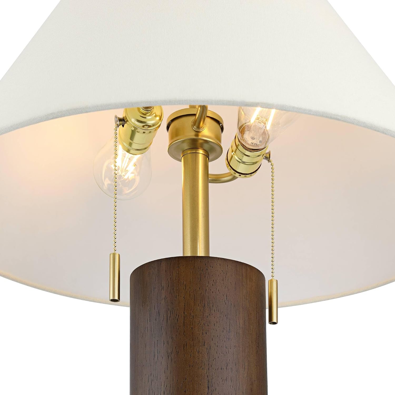 Possini Euro Design Madera Modern Desk Lamps 27 3/4' Tall Set of 2 with USB Port Brass Wood for Home Office Living Room Bedroom House Bedside Nightstand Reading Console Entryway Kitchen Dining