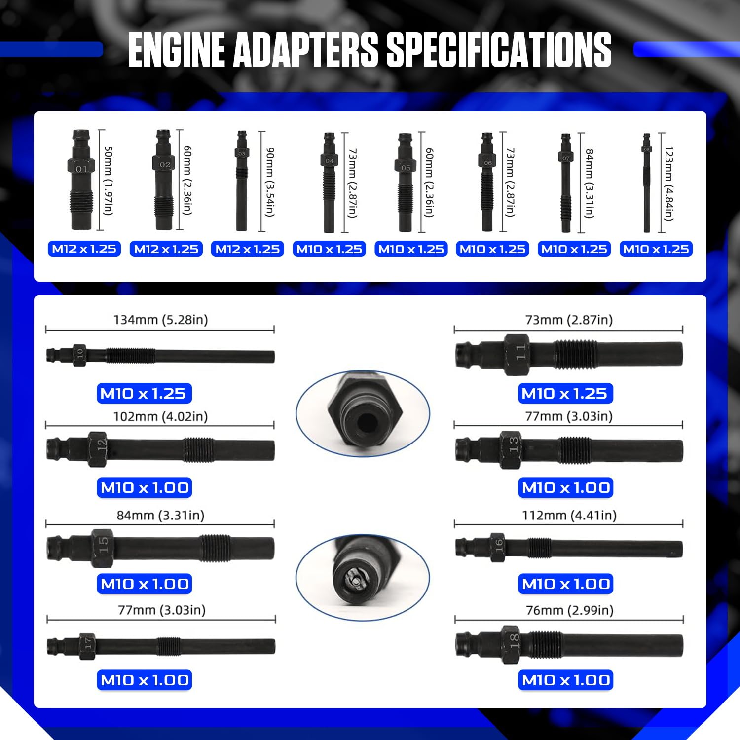 Compression and Leakage Test Kit 47PCS Petrol & Diesel Engine Compression Tester Automotive Cylinder Leak Down Tester Kit with Dual Gauge Engine Compression Tester Kit for HDi, TDCi, Pumpe Duse Engine