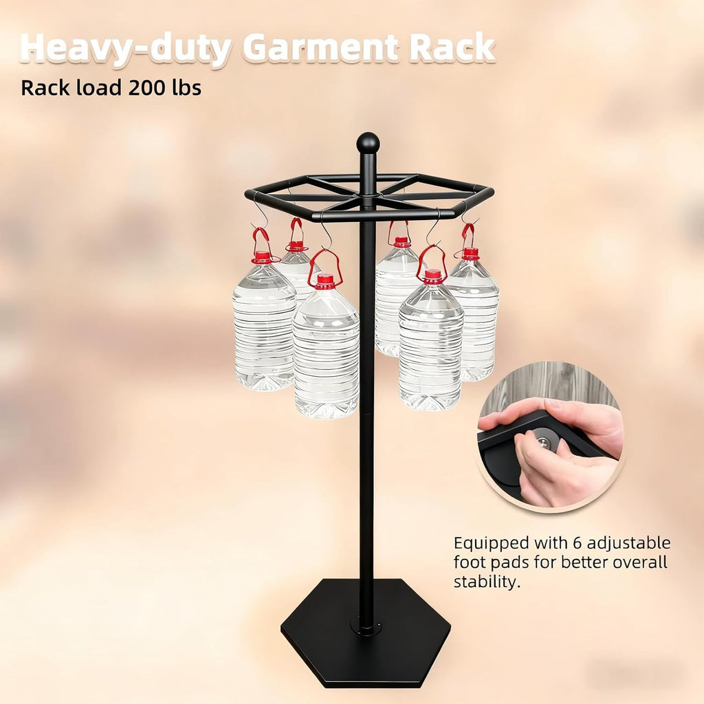 23-Inch Heavy-Duty Metal Rotating Clothes Rack, 42' x 42' Footprint, Rack Load 200lbs,Round Clothing Rack with Adjustable Base Pads, Base Supports M8 Caster Wheels, For Home & Retail
