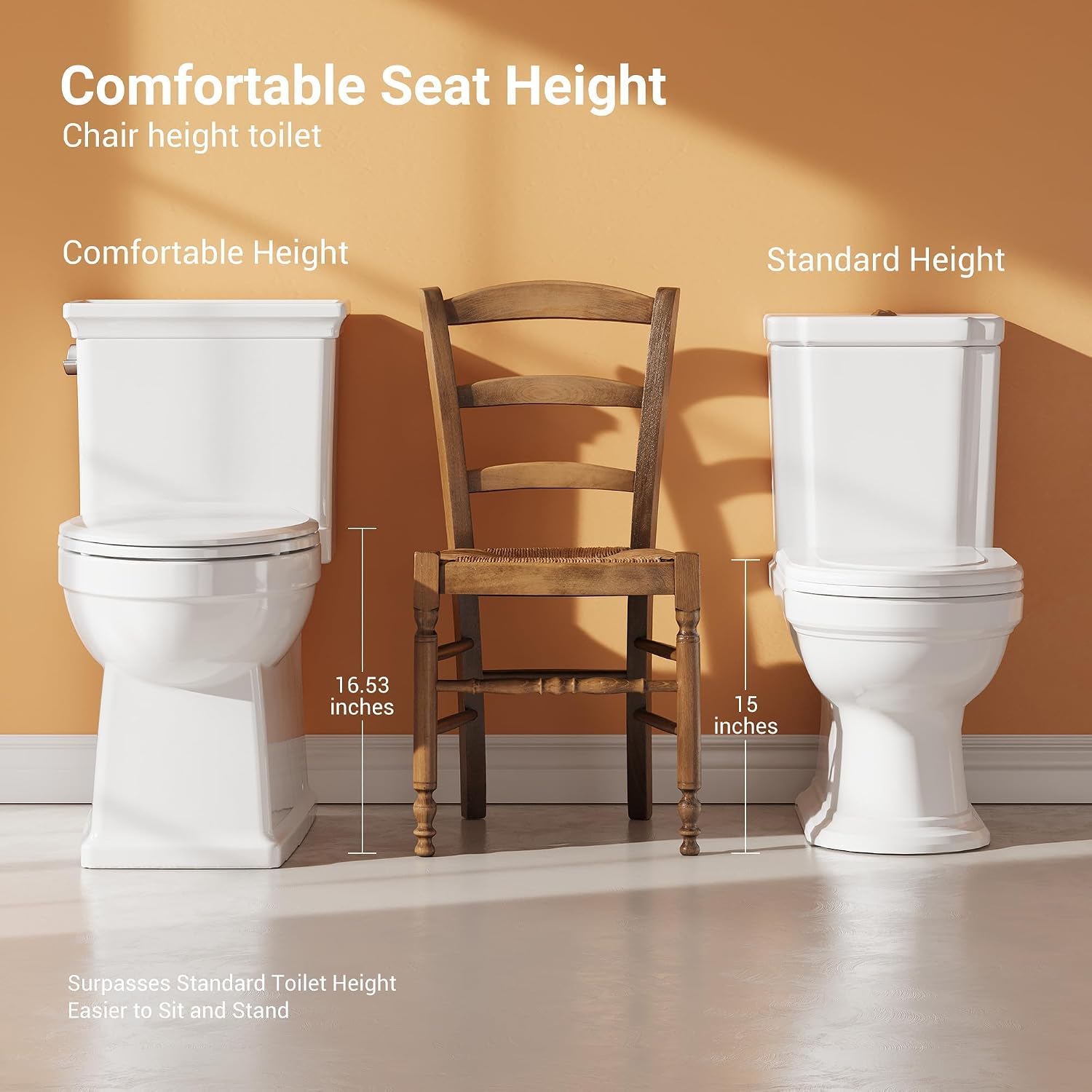 Two-Piece Elongated Toilet Set, Water Conserving Single Flush with Soft-Close Seat, Standard Installation for Home Bathrooms