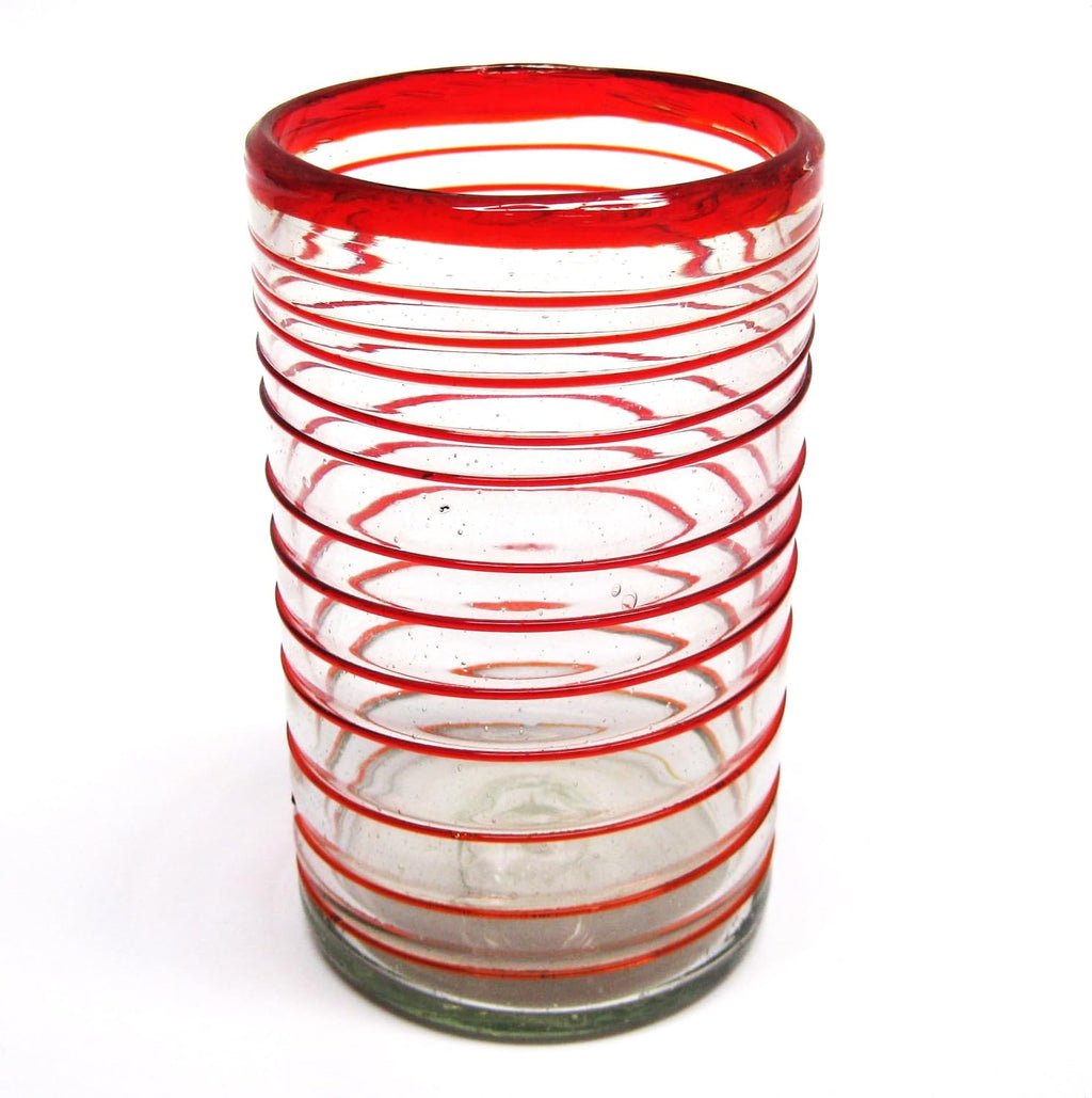 Ruby Red Spiral 120 oz Pitcher and 6 Drinking Glasses set, Recycled Glass, Lead-free, Toxin-Free (Pitcher & Glasses)