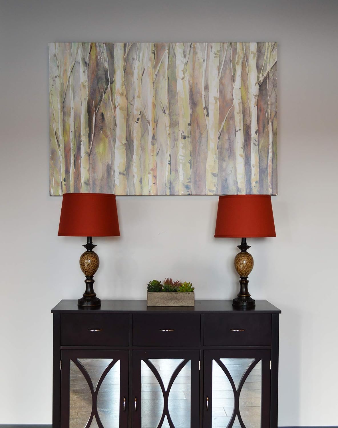 FenchelShades.com Set of 2 Lampshades 10' Top Diameter x 12' Bottom Diameter x 8' Slant Height with Washer (Spider) Attachment for Lamps with a Harp (Linen Paprika)