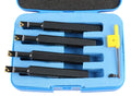 Accusize Industrial Tools Round Shank Indexable Boring Bar, 1/2 in | 4-Piece Mini Set, 95 Degree and 91 Degree Entry Angle, TiN Coated TCMT520 Inserts, EJ99-2178