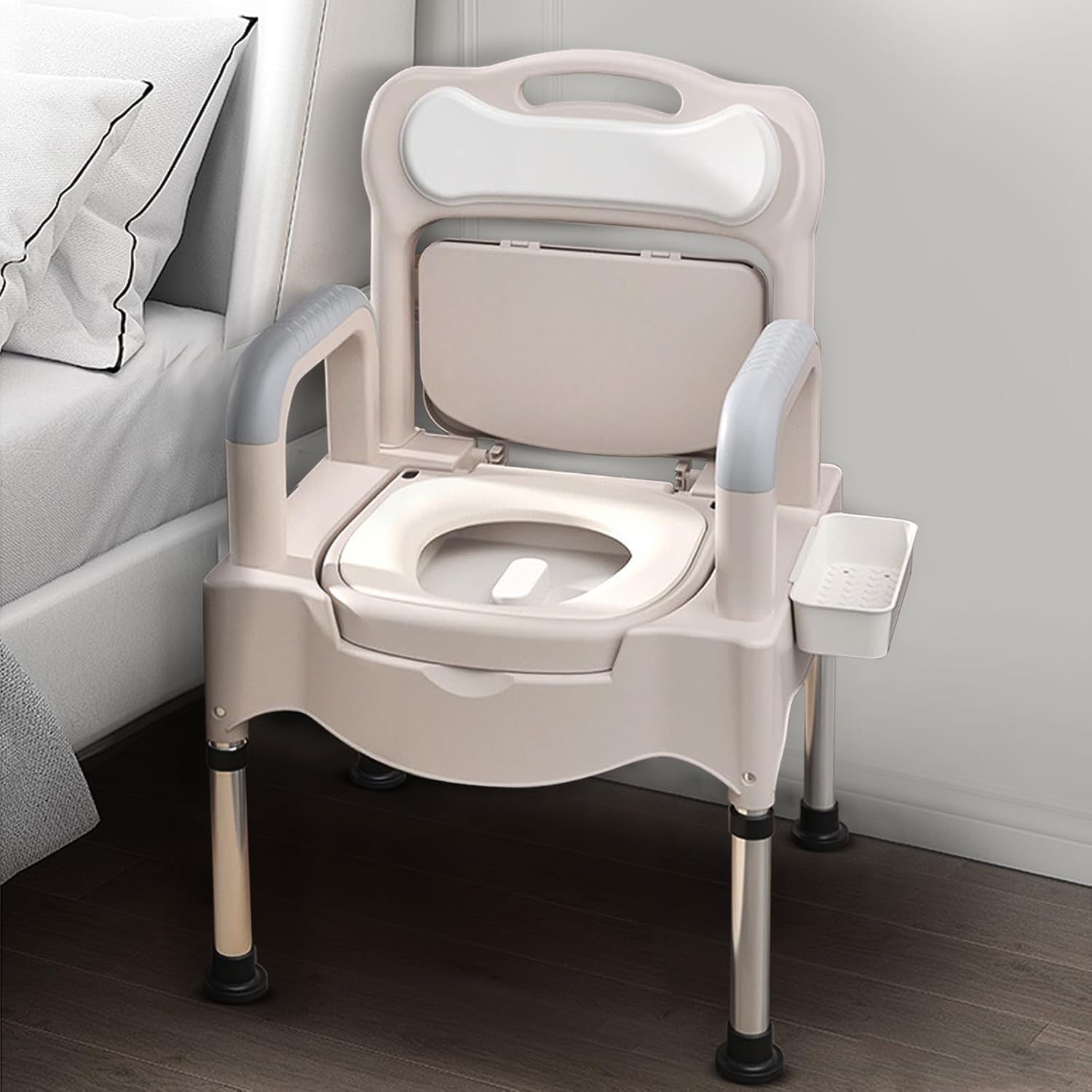 Adjustable Bedside Commode Chair for Seniors and Disabilities Ultra Wide Seat Up to 660 Lbs Capacity Height Adjustable Toilet Chair for Elderly and Disabled Blue Upgrade