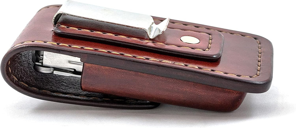 Belt clip leather sheath for Leatherman Wave, leather pocket multitool sheath, every day carry, EDC, leather knife holster