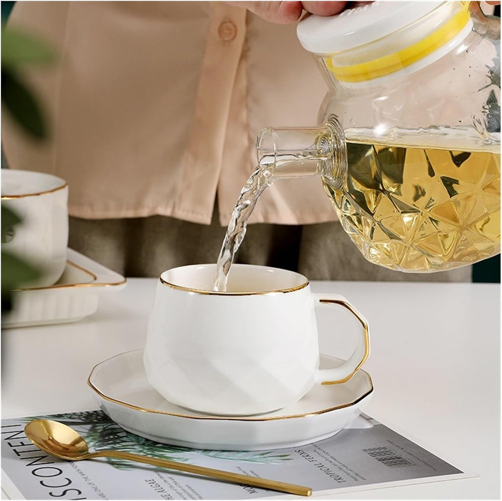 Beverage Serveware Heating Fruit Teapot Set Simple English Glass Teapot Tea Warmer Afternoon Tea Cup Coffee Cup Gift Box Water Carafe