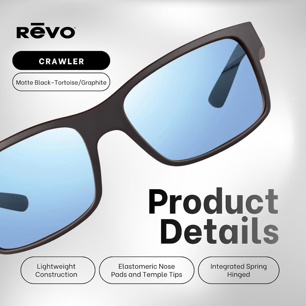 Revo Crawler 59MM Wraparound Rectangular Sunglasses For Men For Women + Bundle Leash + BUNDLE with ACCESSORY EYEWEAR
