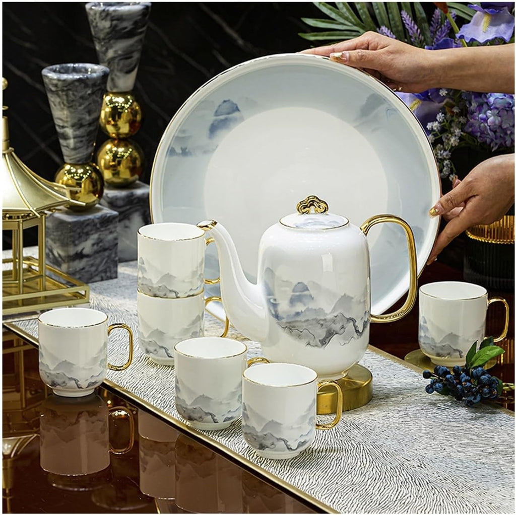 Beverage Serveware 8-piece ceramic water set, coffee set, household afternoon tea reception cup, kettle set, gift box Water Carafe