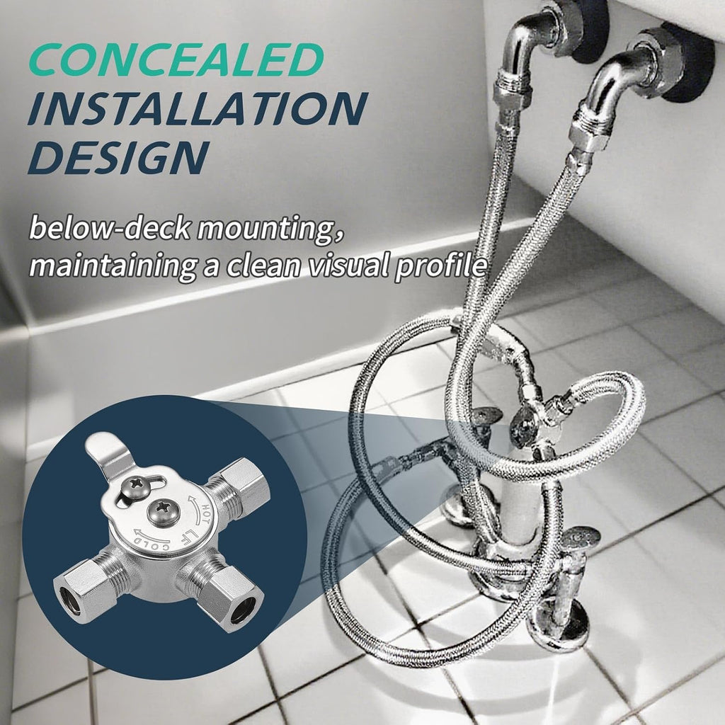 10 PCS Below Deck Mixing Valve,3/8' Compression LF Brass Body,Thermostatic mixing valve for hot and cold water,Compression Sleeve and Nuts Included.
