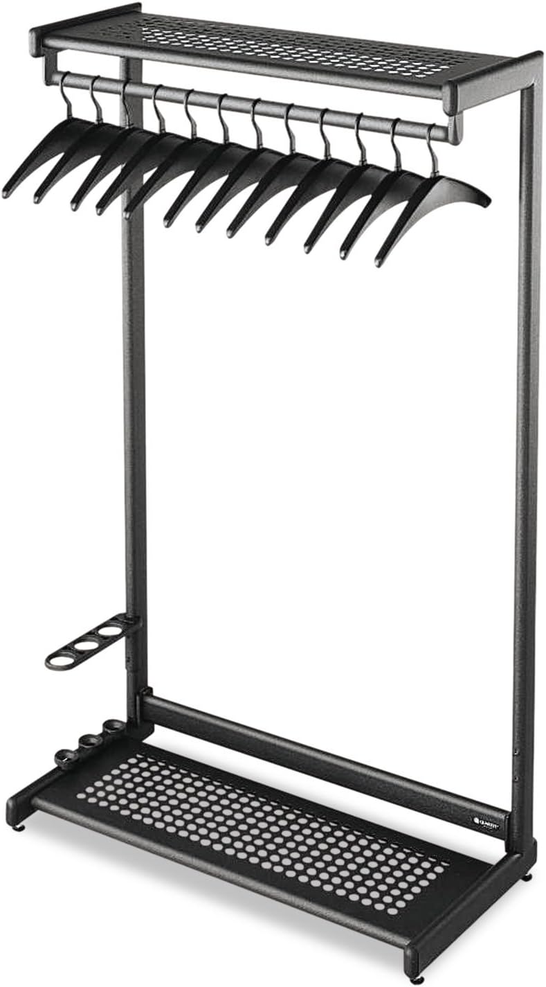Quartet Two-Shelf Garment Rack, Freestanding, 48 Inch, Black, 12 Hangers Included (20224)