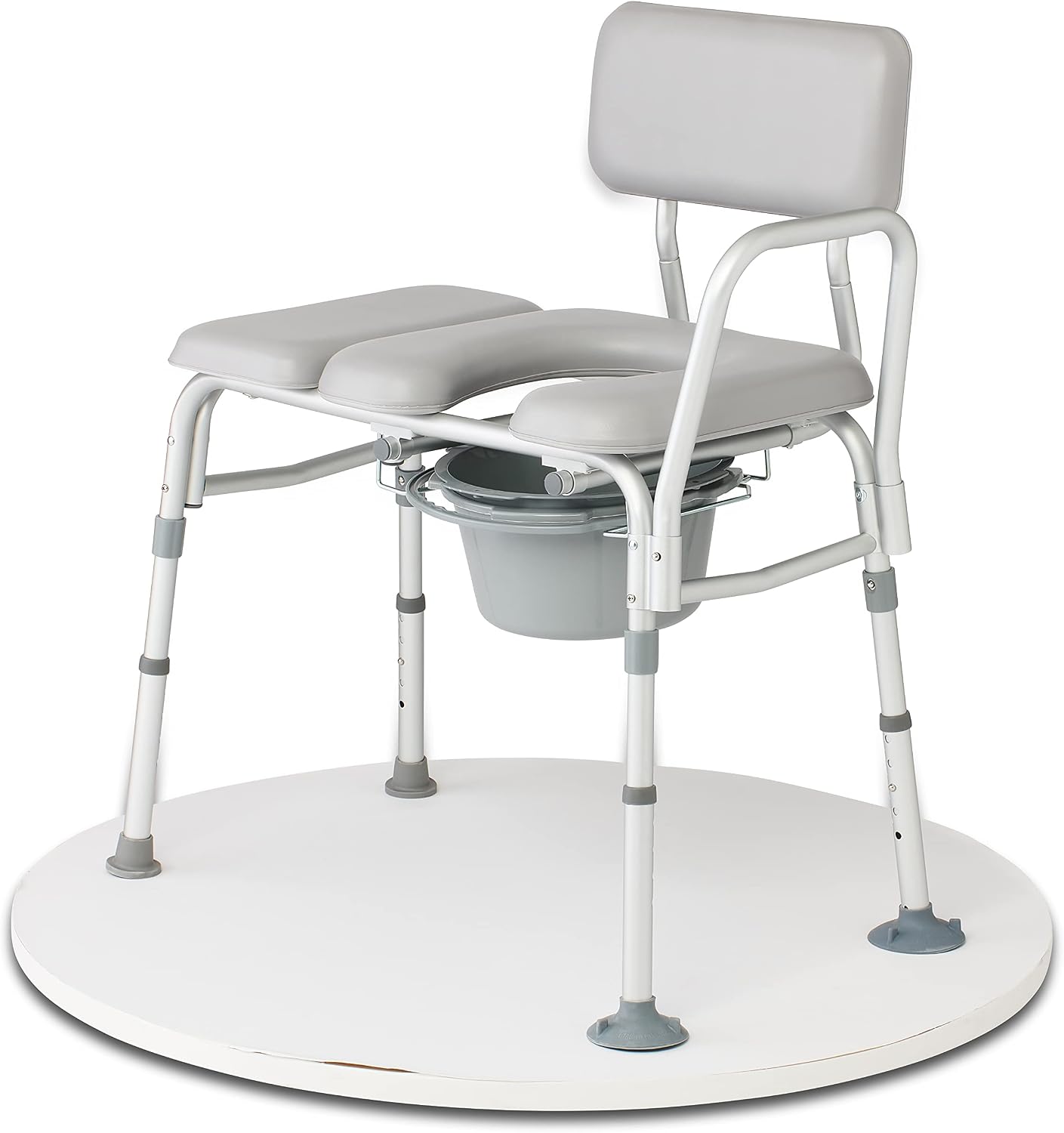 Medline Padded Combination Transfer Bench and Commode, 400 lb. Capacity - Essential Bathroom Aid for Elderly and Disabled