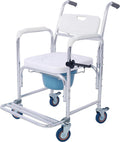 Heavy Duty Wheelchair Bedside Commode Chair Bath Shower Toilet Seat with Seat Patch Portable Medical Aid Mobility Multi-Function Elderly Handicapped People Pregnant Women Hospital Medical Chair