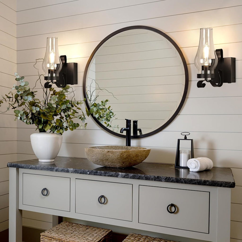 Battery Operated Wall Sconces, Rustic Wall Lights Sets of 2, Non-Hardwired Antique Kerosene Wall Lamps, Vintage Bedside Wall Sconces with Remote Control for Living Room, Bedroom, Hallway etc