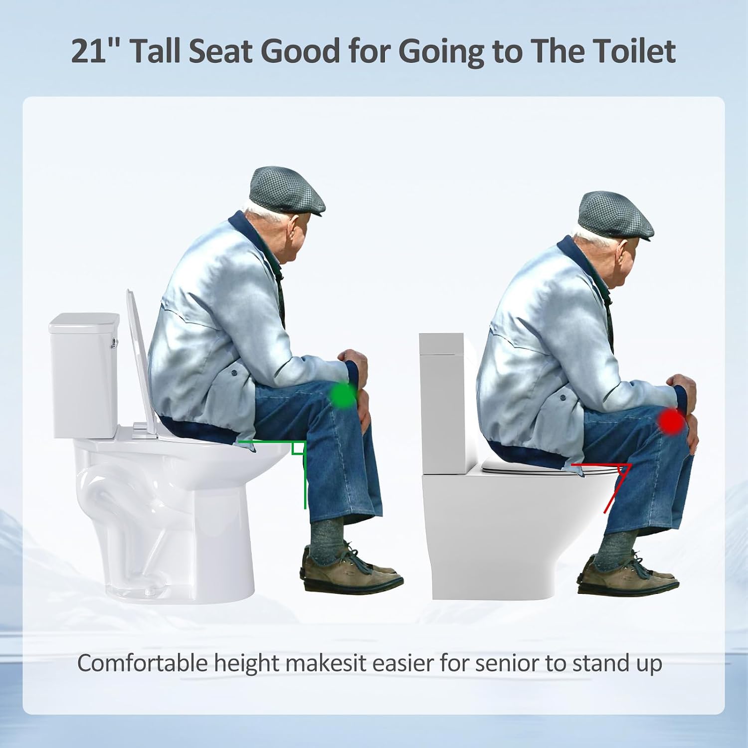 Simple Project 21 Inch High Toilet Elongated With Comfort Chair Seat, 1.28 Gpf Powerful Single Flush Extra Tall Toilet, 12 Inch Rough In Bathrooms Comfort Height Toilet for Seniors & Tall Person