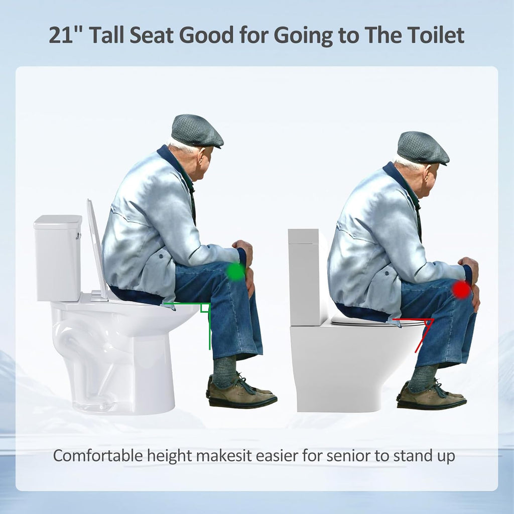 Simple Project 21 Inch Tall Toilet Bowls for Seniors, Extra High Elongated Toilets, Comfort Height Toulet, Seat Height 22', Powerful 1.28 Gpf Single Flush, 12 Inch Rough-in, White, for Bathroom