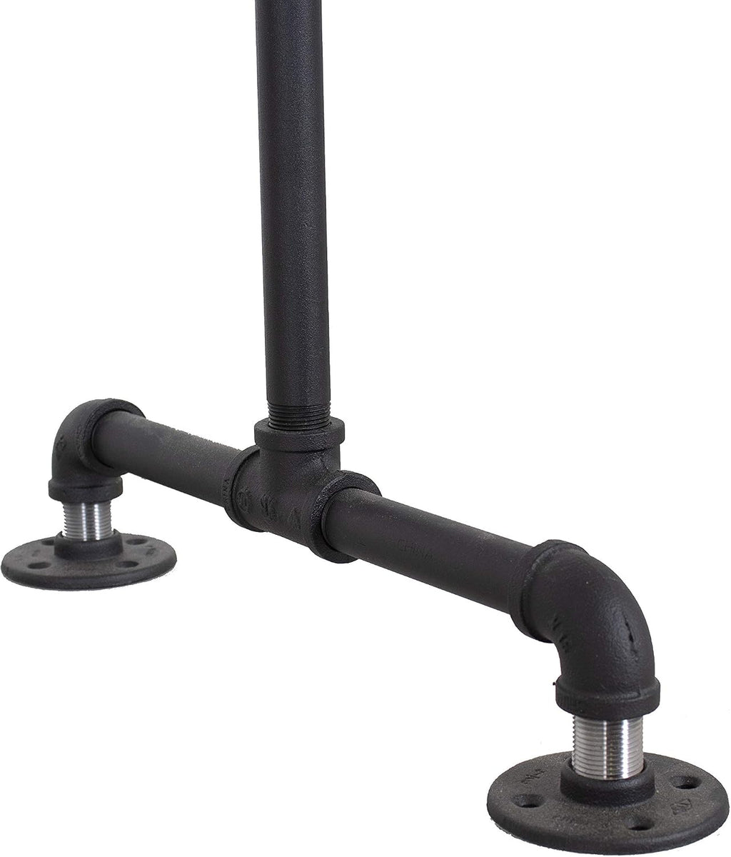 Industrial Pipe Clothing Rack with Solid Wood Top Shelf, Black, 43' W x 64' H x 17' D
