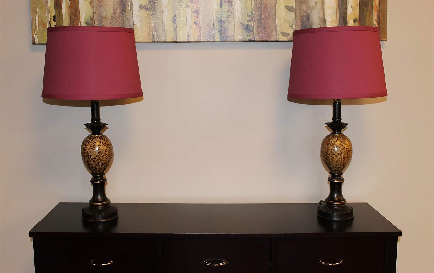 FenchelShades.com Set of 2 Lampshades 10' Top Diameter x 12' Bottom Diameter x 8' Slant Height with Washer (Spider) Attachment. Attaches to Lamps with an existing Harp (not included) (Linen Plum)