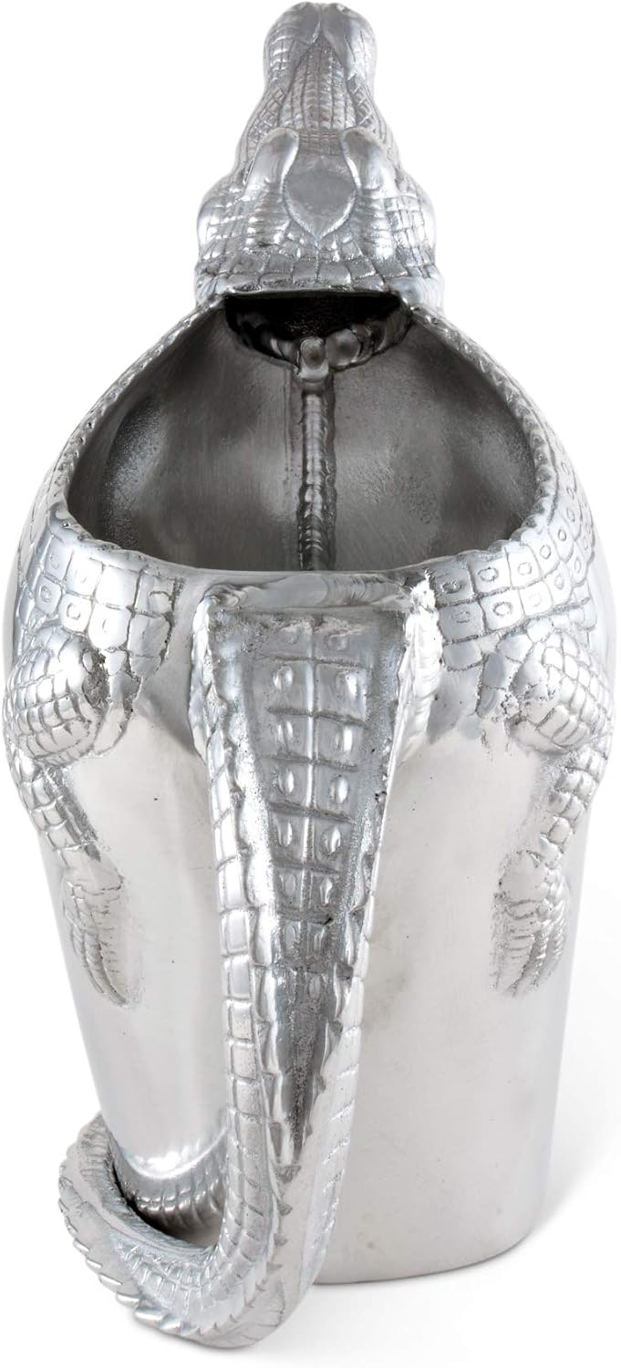 Arthur Court Alligator Pitcher Water Jug for Hot/Cold Water, Ice Tea and Juice Beverage Tropical Cajun Croc Gator Styling 12 inch Tall