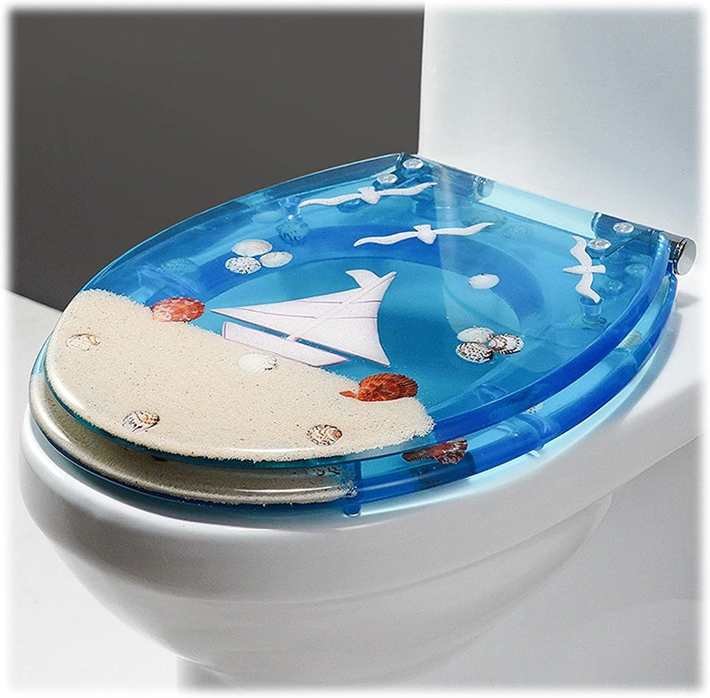 Toilet Seat Quick Release Toilet Seat, Soft Close Toilet Lid Oval Shape, Multi-Color Resin Toilet Seat Adjustable Hinges