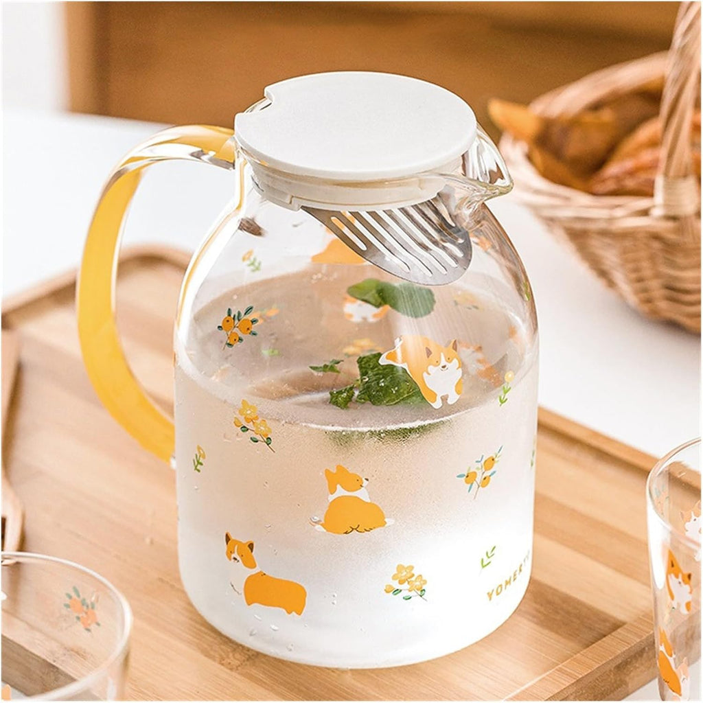 Beverage Serveware Cute glass cold kettle high temperature resistant household large-capacity cup set tea cup Water Carafe