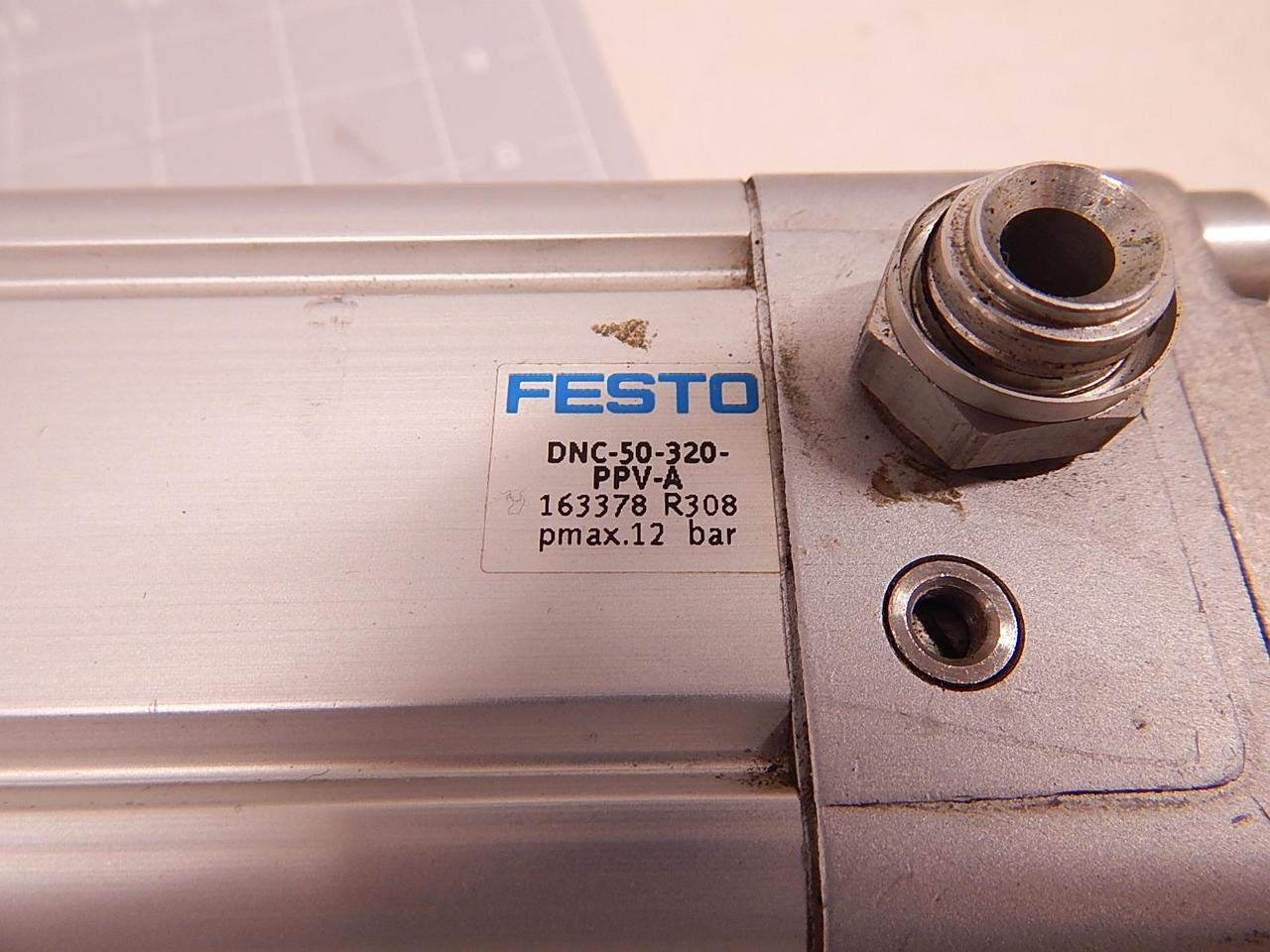 FESTO DNC-50-320-PPV-A (163378), 0.6-12 BAR, 320 MM Stroke, 50 MM BORE, Double-Acting, External Thread, G1/4 Pneumatic Connection, ISO Cylinder, M16X1.5 Rod Thread, Pneumatic, Cushioning; AD