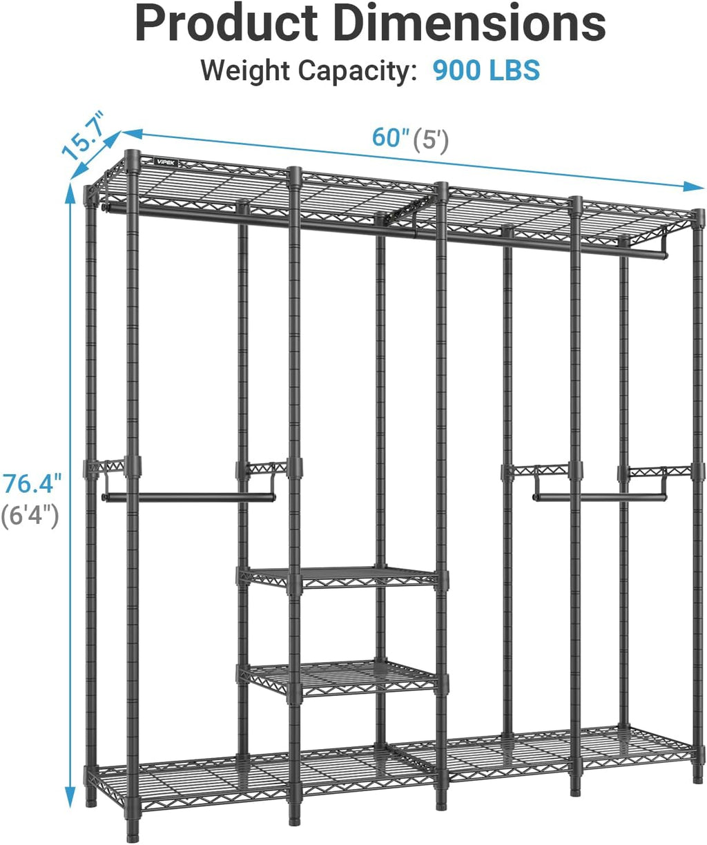 VIPEK V40C Medium Covered Clothes Rack, Freestanding Clothing Rack with Black Oxford Fabric Cover for Hanging Clothes, Adjustable Portable Closet Wardrobe for Bedroom & Walk-in Closet, Max Load 900LBS